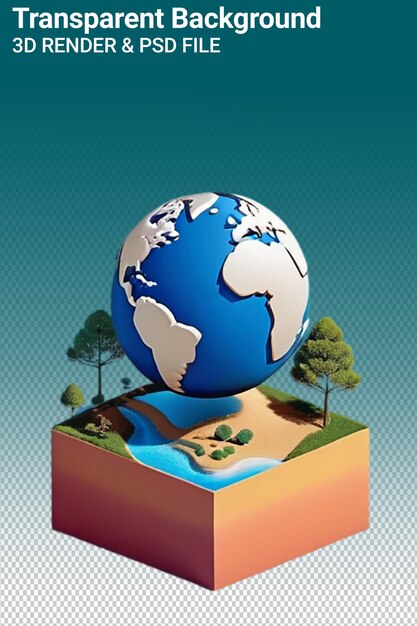 PSD psd 3d illustration earth isolated on transparent background