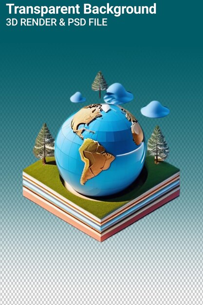 PSD psd 3d illustration earth isolated on transparent background