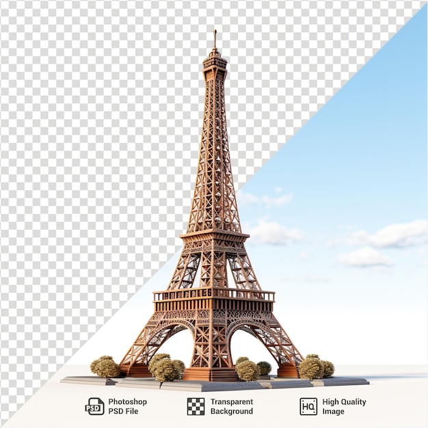 PSD psd 3d illustration of eiffel tower paris france landmarks isolated on a transparent background