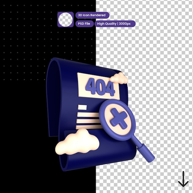 PSD psd 3d illustration of file search not found