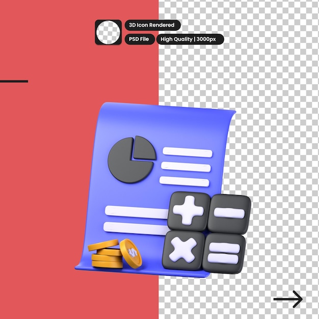 Psd 3d illustration of finance calculation