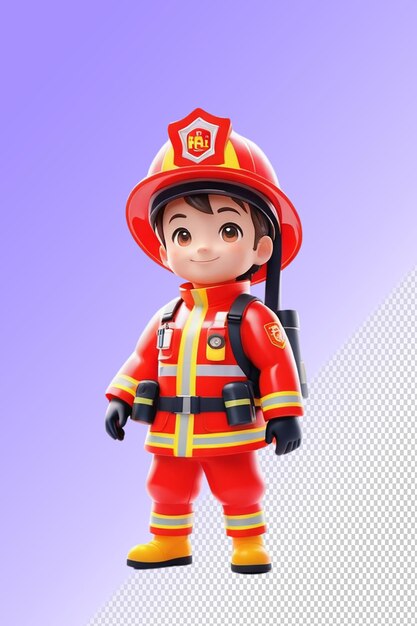 Psd 3d illustration fireman isolated on transparent background