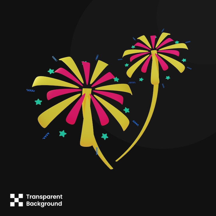PSD psd 3d illustration of fireworks