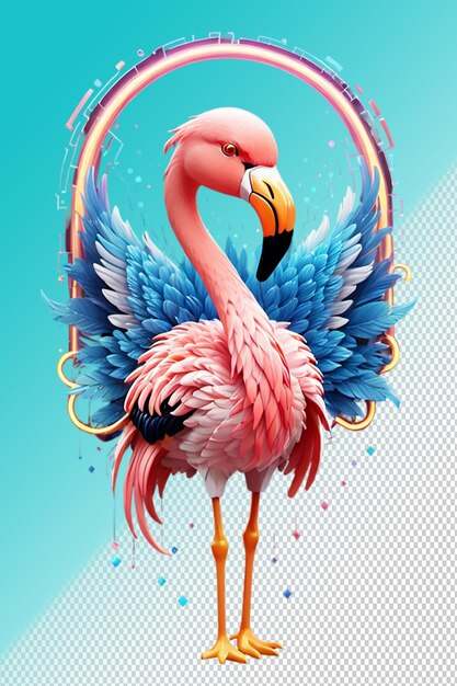 Illustrazione psd 3d flamingo isolato su sfondo trasparente