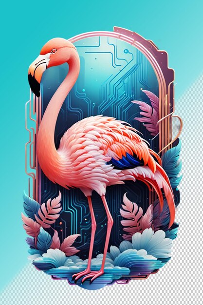 Illustrazione psd 3d flamingo isolato su sfondo trasparente