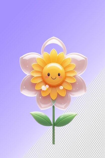 PSD illustrazione psd 3d fiore isolato su uno sfondo trasparente