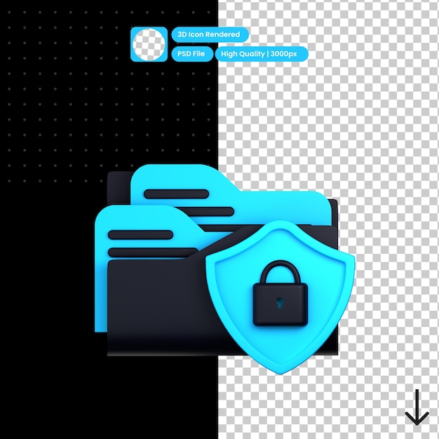 フォルダのセキュリティの PSD 3D イラスト