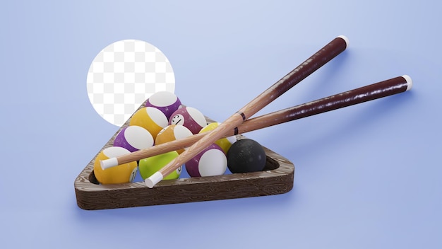 PSD psd 3d illustration of a game of billiards