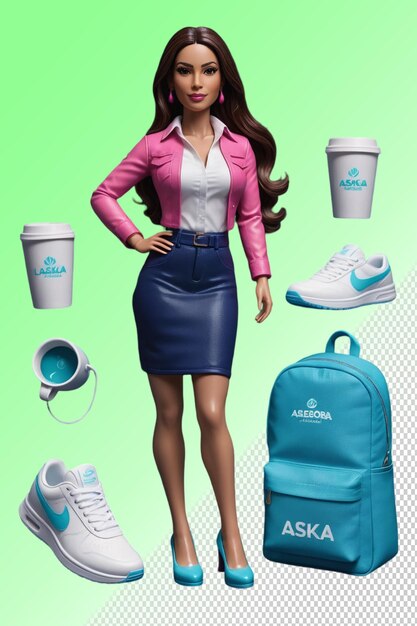 Psd 3d illustration girl isolated on transparent background