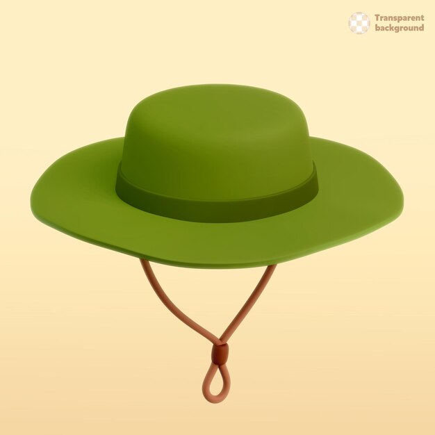 Psd illustrazione 3d cappello verde con cinturino