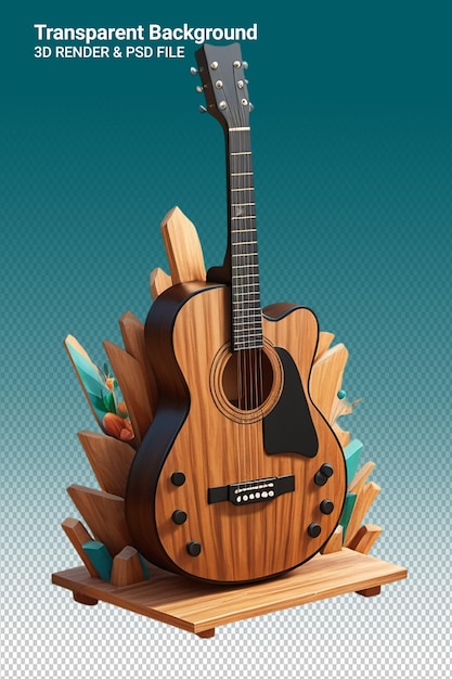 Psd 3d illustration guitar isolated on transparent background