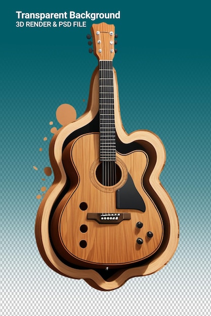 PSD psd 3d illustration guitar isolated on transparent background