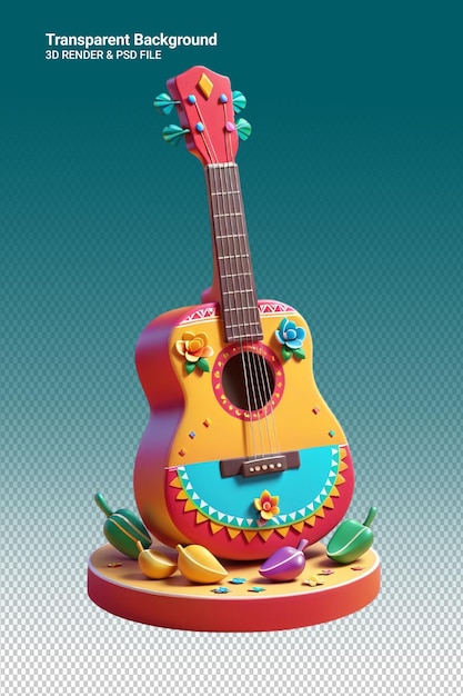 PSD psd 3d illustration guitar isolated on transparent background