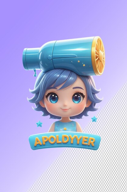 Psd 3d illustration hairdryer isolated on a transparent background