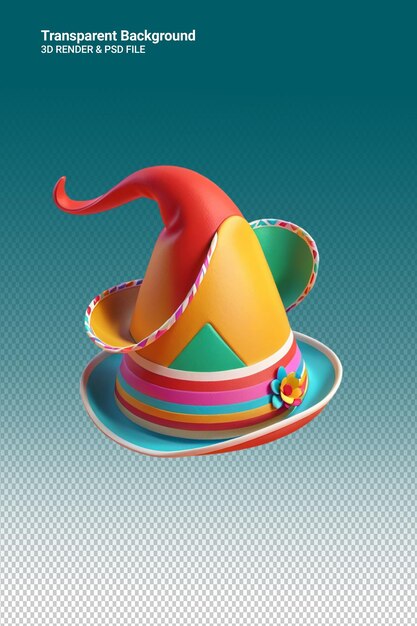 Cappello di illustrazione psd 3d isolato su sfondo trasparente