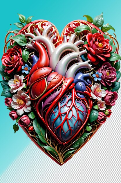 PSD illustrazione psd 3d cuore isolato su sfondo trasparente