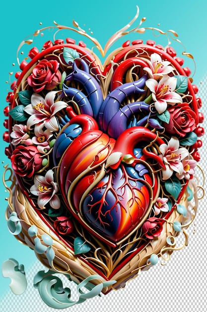 PSD illustrazione psd 3d cuore isolato su sfondo trasparente