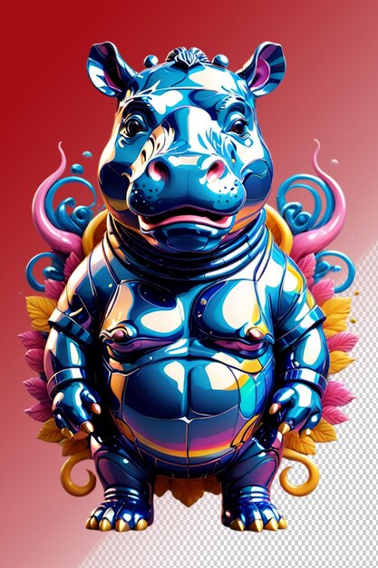 PSD illustrazione psd 3d hippo isolato su sfondo trasparente