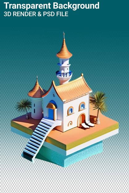 Psd 3d illustration house isolated on transparent background