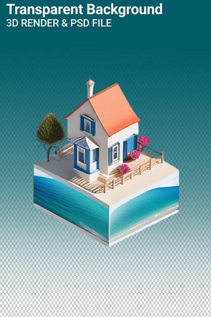 PSD psd 3d illustration house isolated on transparent background