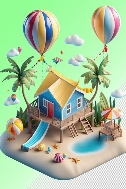 PSD psd 3d illustration island isolated on transparent background