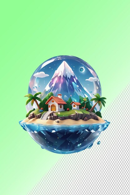 PSD psd 3d illustration island isolated on transparent background