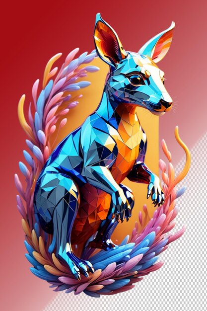 PSD psd 3d illustration kangaroo isolated on transparent background