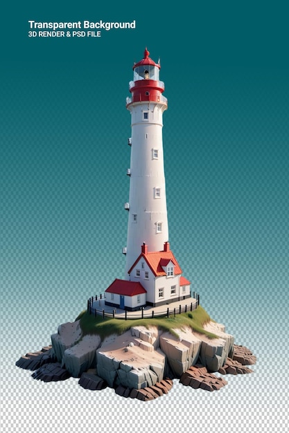 PSD psd 3d illustration lighthouse isolated on transparent background