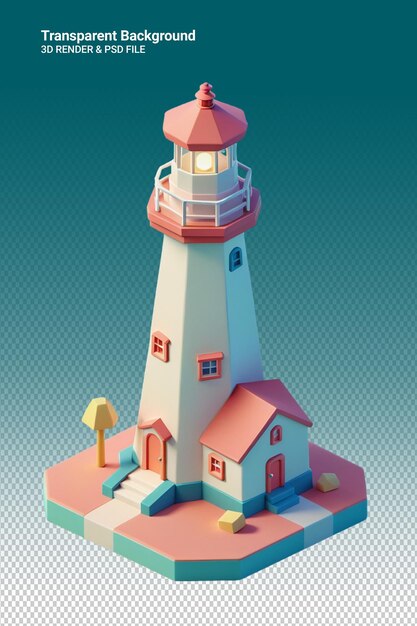 PSD psd 3d illustration lighthouse isolated on transparent background
