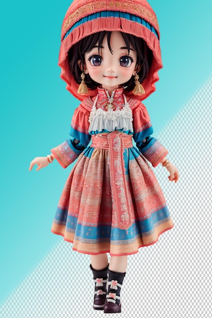 Psd 3d illustration little girl on transparent background