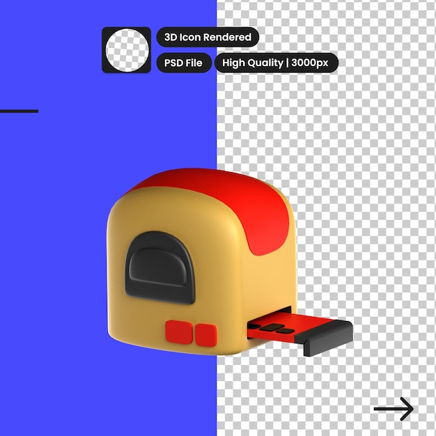 Psd 3d illustration of measuring tape