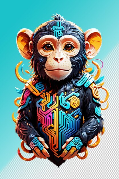 Psd 3d иллюстрация обезьяна изолирована на прозрачном фоне
