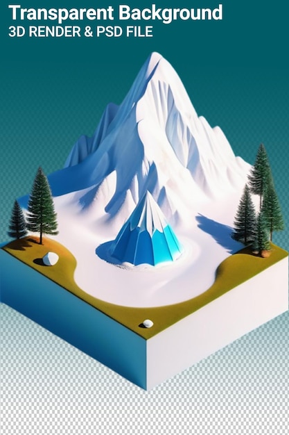 PSD psd 3d иллюстрация гора изолирована на прозрачном фоне
