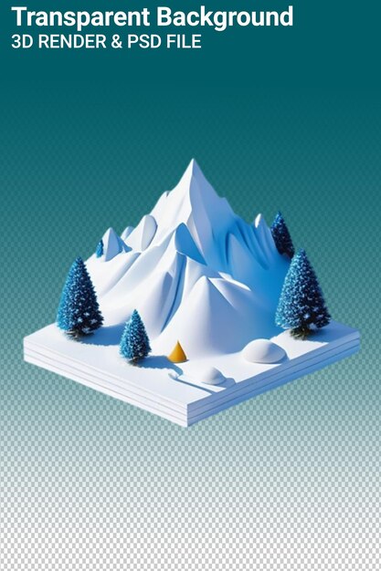 Psd 3d illustration mountain isolated on transparent background