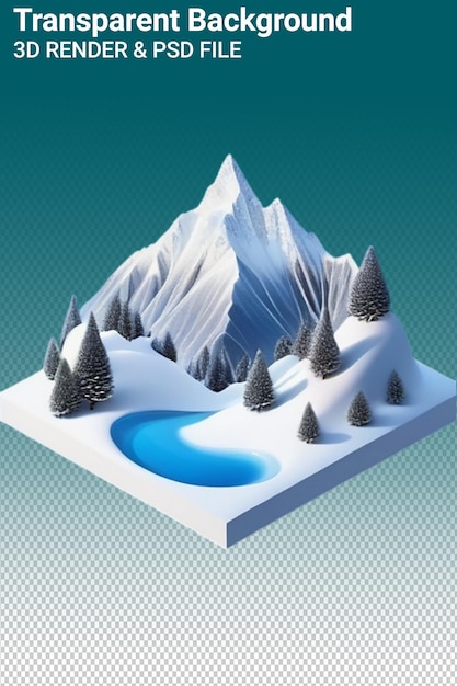 PSD psd 3d illustration mountain isolated on transparent background