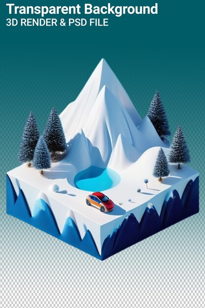 PSD psd 3d illustration mountain isolated on transparent background