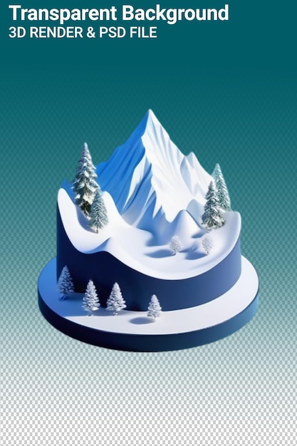 Psd 3d illustration mountain isolated on transparent background