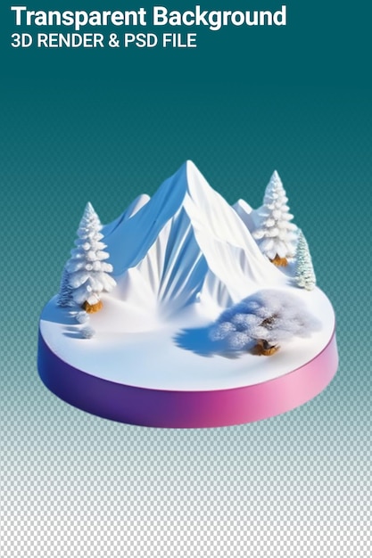 Psd 3d illustration mountain isolated on transparent background