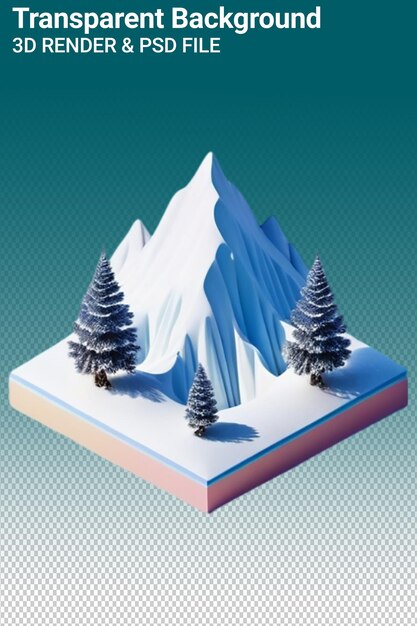 Psd 3d illustration mountain isolated on transparent background