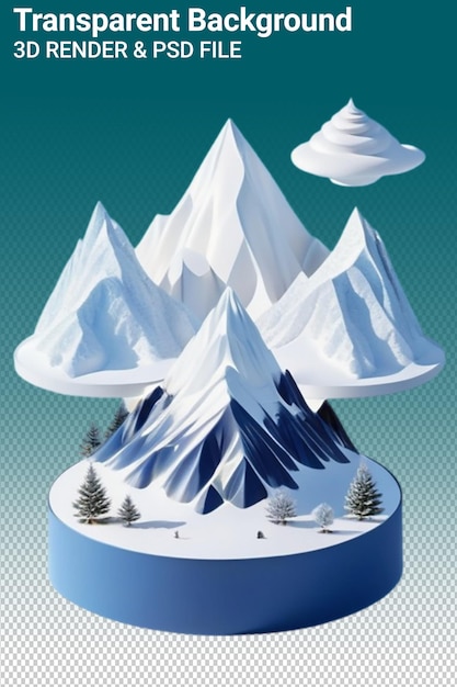 Psd 3d illustration mountain isolated on transparent background