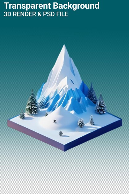 PSD psd 3d illustration mountain isolated on transparent background