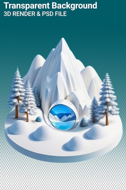 PSD psd 3d illustration mountain isolated on transparent background