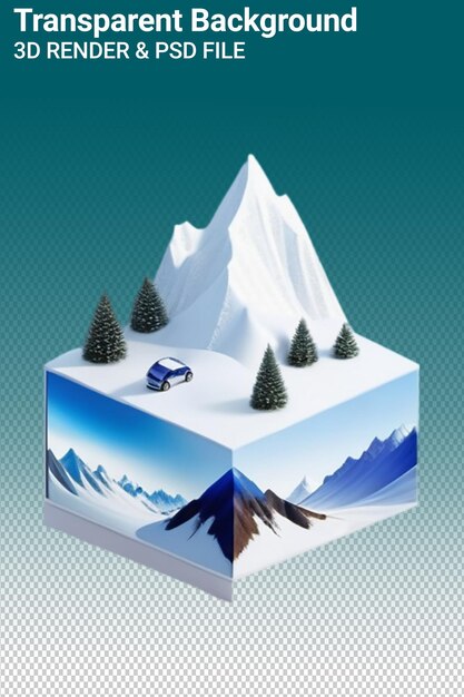 Psd 3d illustration mountain isolated on transparent background