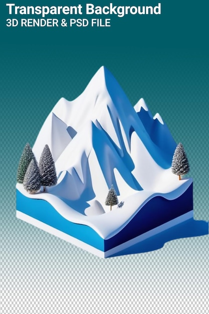 Psd 3d illustration mountain isolated on transparent background