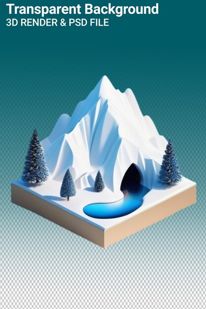 Psd 3d illustration mountain isolated on transparent background