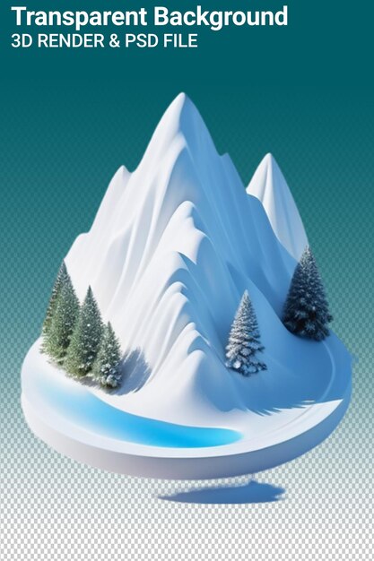 Psd 3d illustration mountain isolated on transparent background