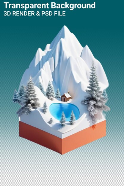 PSD psd 3d illustration mountain isolated on transparent background