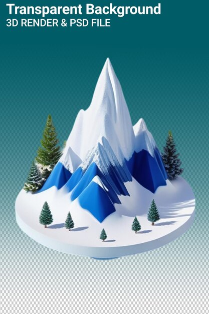 PSD psd 3d illustration mountain isolated on transparent background