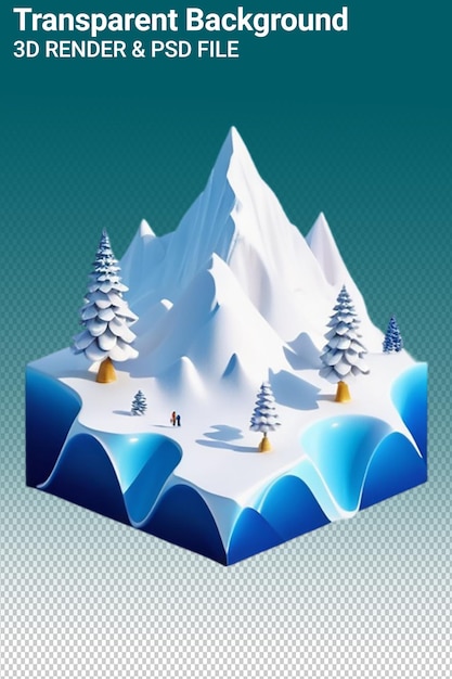 PSD psd 3d illustration mountain isolated on transparent background