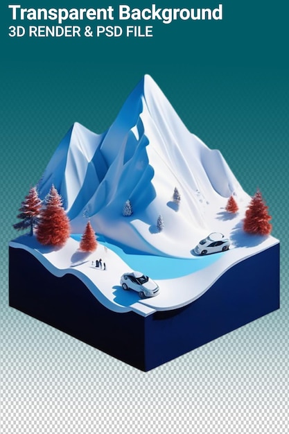 PSD psd 3d illustration mountain isolated on transparent background